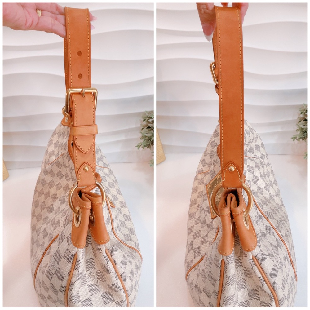 Louis Vuitton Cream and Tan Checkered Hobo Bag - Picture 4 of 10